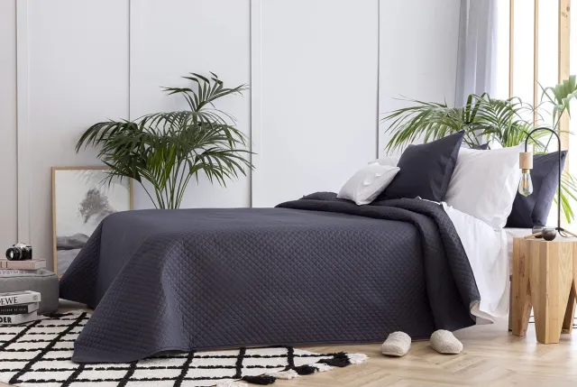 Unyqoos Comfortabel dekbed met ruitpatroon voor alle seizoenen en extra zachtheid donkergrijs