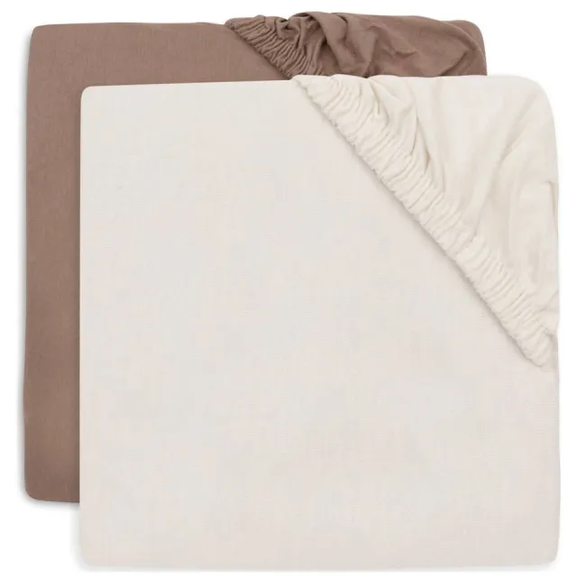 Jollein jersey kinderbed hoeslaken Milky Coffee/Ivory - bruin/offwhite (set van 2)
