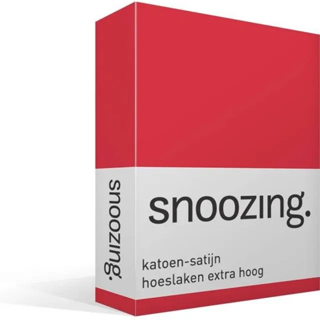 Snoozing Katoen-satijn - Hoeslaken - Extra Hoog - Eenpersoons - 80x200 cm - Rood