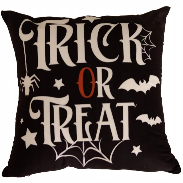 Fitizzio Decoratieve Halloween Kussenhoes 40x40cm - Zwart met Tekst