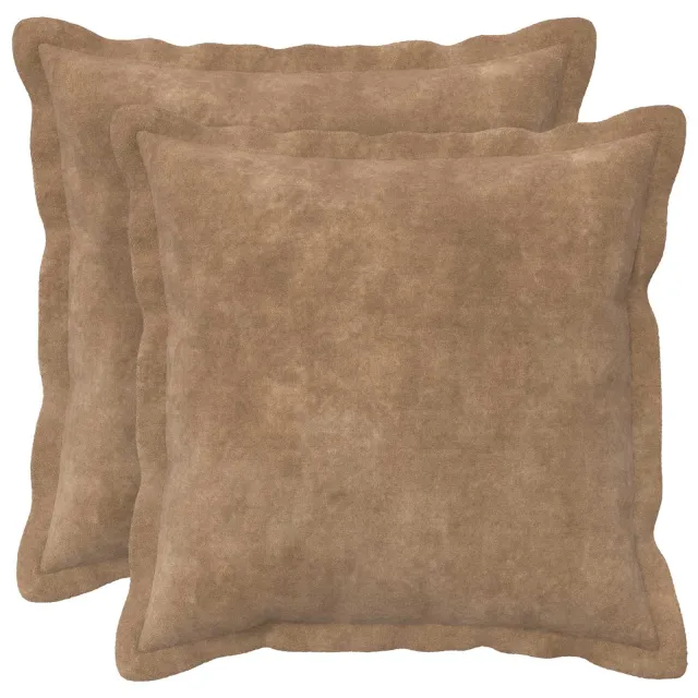 vidaXL Kussensloop 2 st HOUTEN Taupe 50 x 50 cm Microfiber Fleece