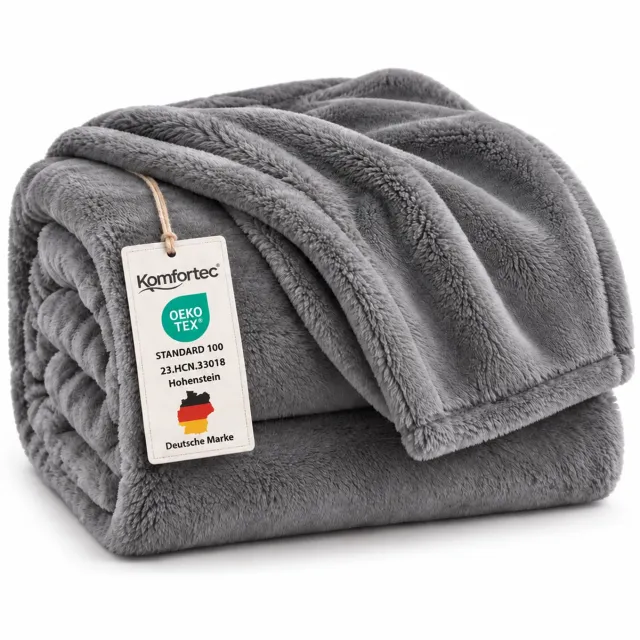 Komfortec Fleece Deken - Fleece Plaid - Met Kasjmier Gevoel - Plaid - Fleece Plaid - Fleece Dekens - Fleece Deken 150x200 cm – Super Zacht – Grijs