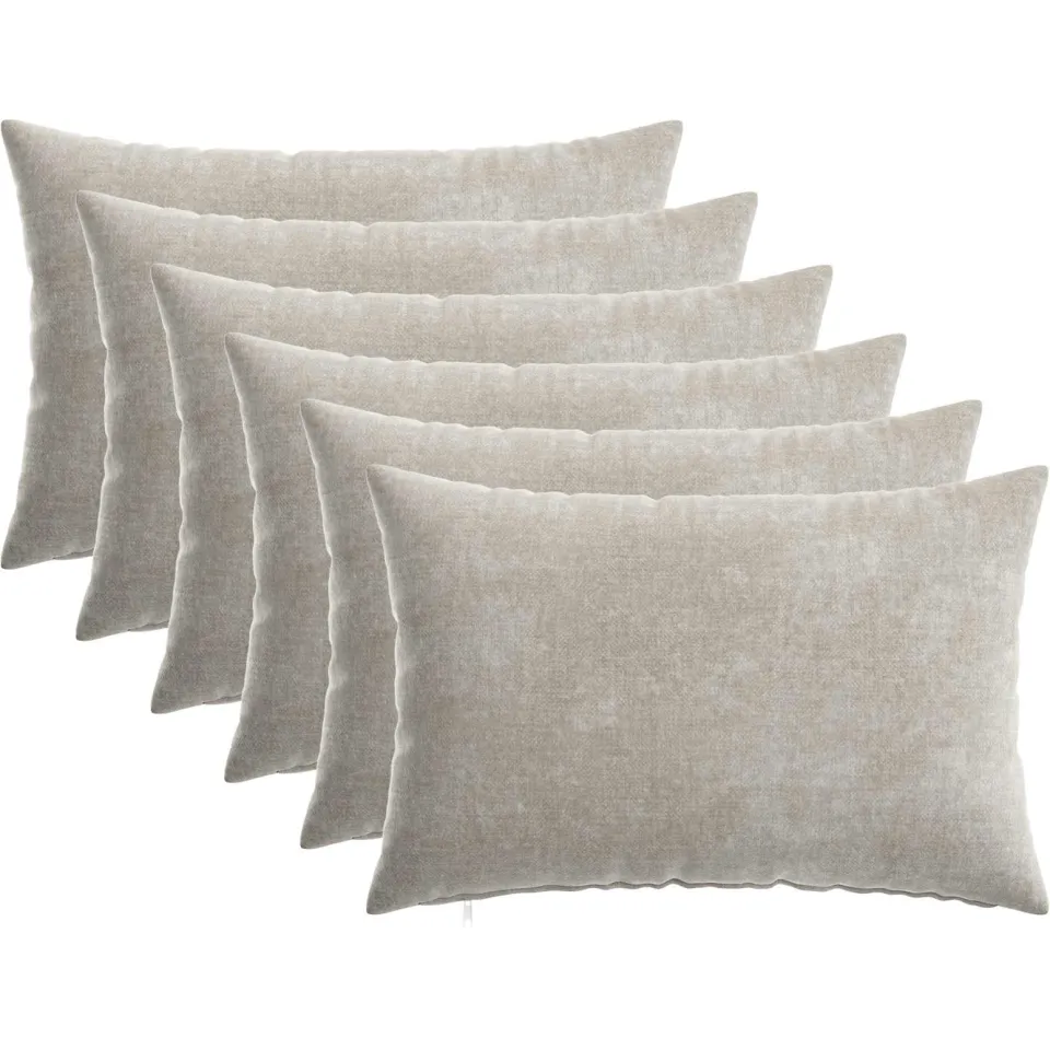 vidaXL Kussensloop 6 st HEERLEN Lichtgrijs 50 x 75 cm Chenille Stof, foto 3