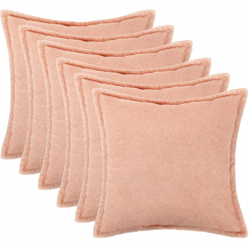vidaXL Kussensloop 6 st HOUTEN Roze 55 x 55 cm Bouclé, foto 3
