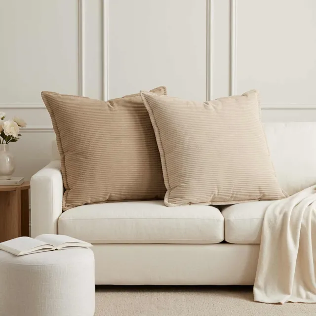 vidaXL Kussensloop 2 st HOUTEN Taupe 70 x 70 cm corduroy