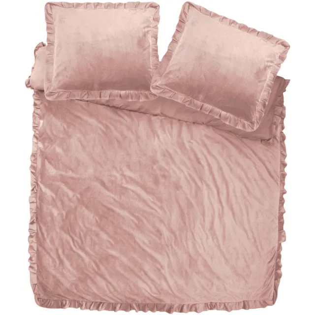 Dreamhouse Sleeptime dekbedovertrek Velvet Ruffles Oud Roze 140 x 220 cm