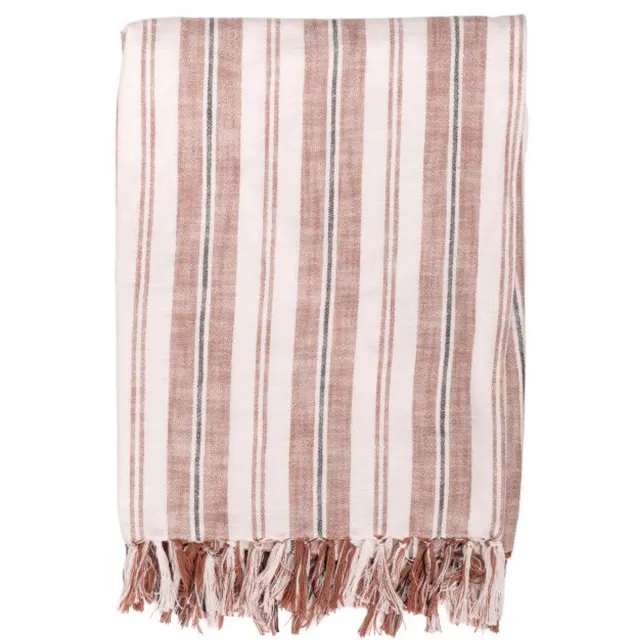 Tiseco Katoenen deken INDIRA - Gestreept Design - 150x200 cm, roestbruin Terracotta