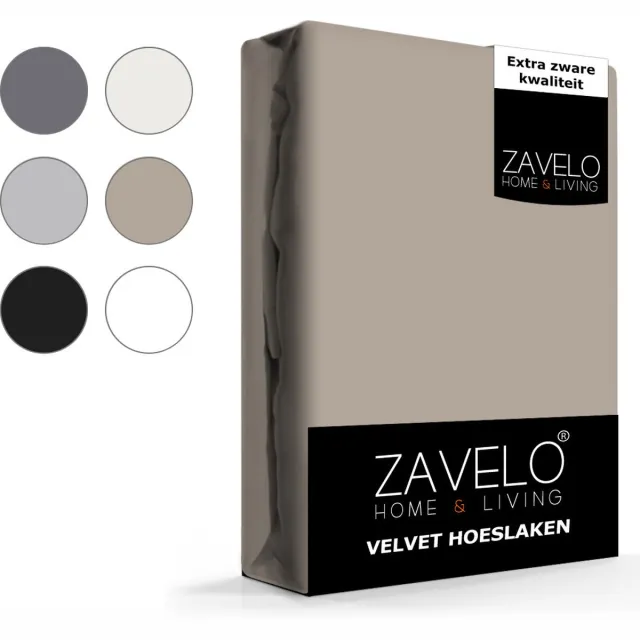 Zavelo Flanel Velvet Hoeslaken Taupe - 2-persoons (140x200 cm) - 100% Velvet - Super Zacht - Hoge 30cm Hoek