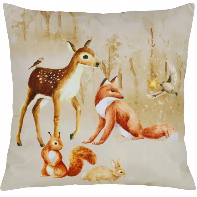 DOMAREX Kerst Kussenhoes 40x40cm - Decoratief Bos Design Multicolor