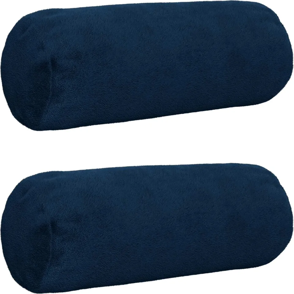 vidaXL Kussensloop 2 st HEERLEN Marineblauw Dia. 15 x 40 cm Flanel, foto 3