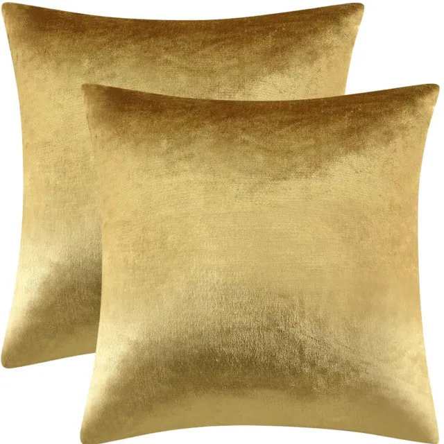 Famanu Set van 2 gouden kussenhoezen, 40 x 40 cm, fluwelen decoratieve kussenhoezen, moderne luxe voor slaapkamer en bank