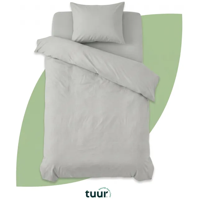 Tuur Dekbedovertrek 140x200 cm - Percale Biokatoen GOTS - Grijs Timeless Grey