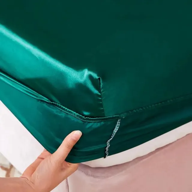 Robas beauty silk hoeslaken , 160 x 200 cm. groen - turquoise