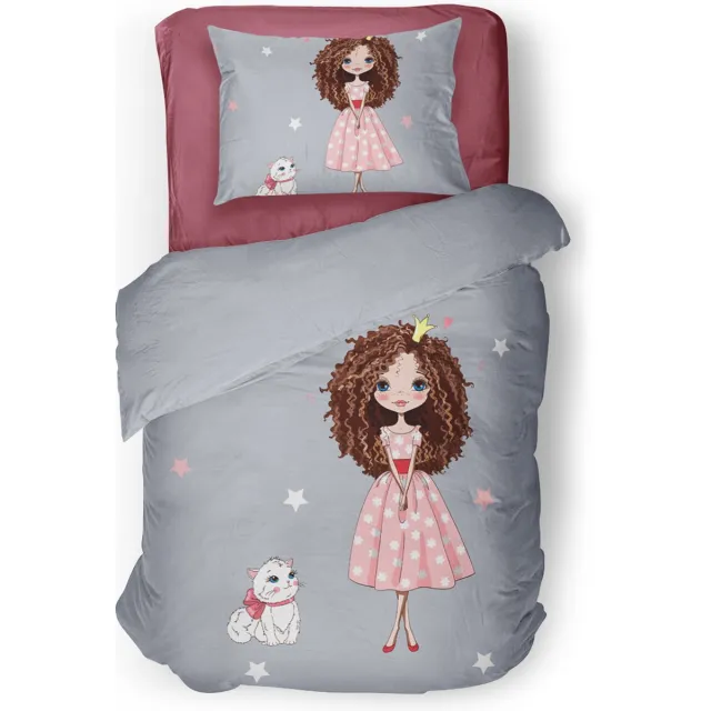Eleganzzz Dekbedovertrek Kinderen Lana - Prinses Dekbedovertrek - Multi - Dekbedovertrek 140x200/220cm - Micropercal - Eenpersoons Lana Multi