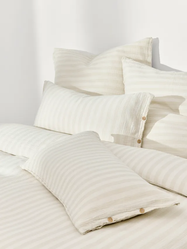 Westwing Collection Mousseline dekbedovertrek Saige Beige