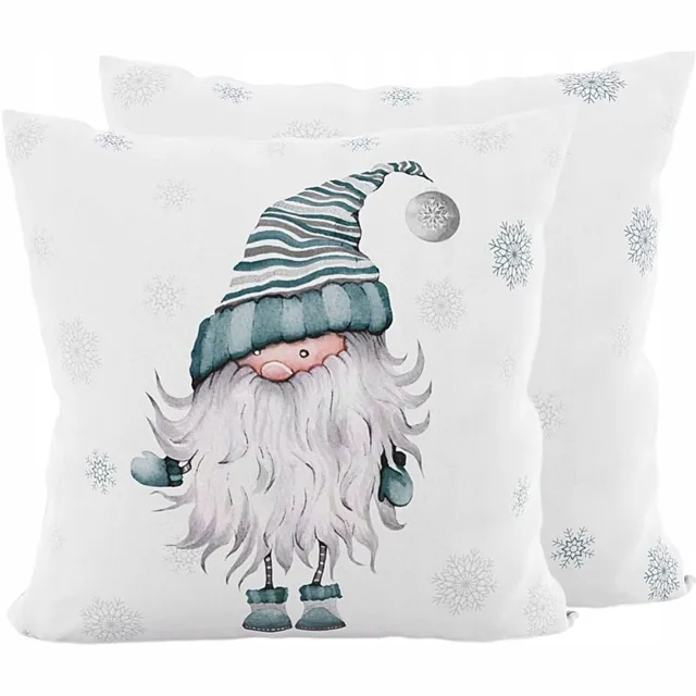 Markizeta Kerst Kussenhoes 40x40 cm - Kerstman & Sneeuwvlokken - Velvet Rood