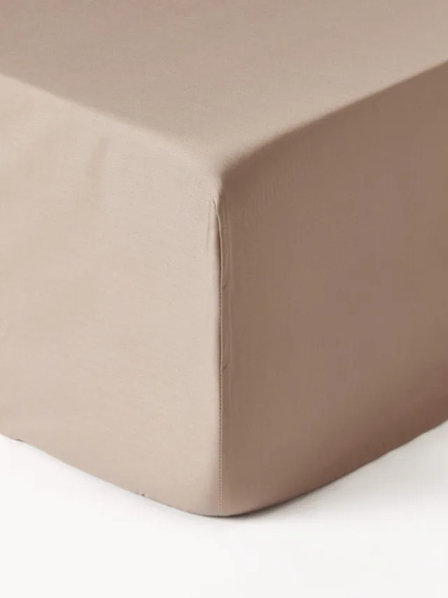 Westwing Collection Divan hoeslaken Premium van katoensatijn Beige