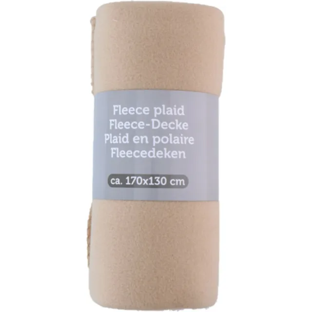 Excellent Houseware Deken / plaid - fleece - 170 x 130 cm - beige