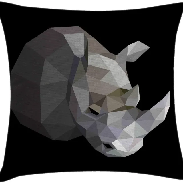 ABAKUHAUS Neushoorn-kussenhoes – dubbelzijdig bedrukt – 40 × 40 cm – grijs