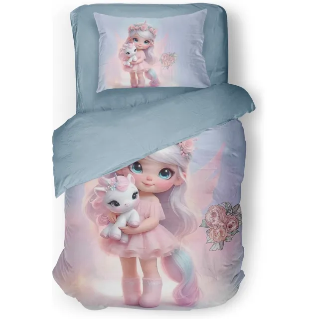 Eleganzzz Kinder Dekbedovertrek Princess Nights - Prinses Dekbedovertrek met Eenhoorn - Multi - Dekbedovertrek Kinderen - Micropercal Princess Nights Multi