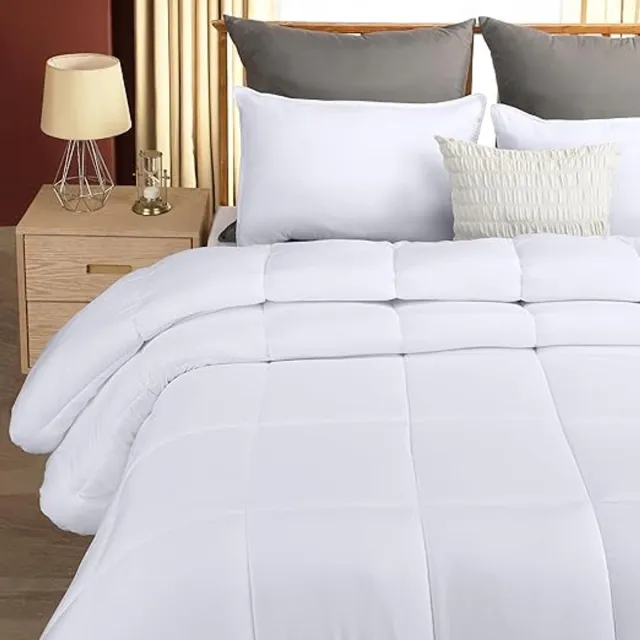 Karma Bedding Dekbed 135x200 cm, 280 GSM Microvezel Dekbed met hoeklabels - Gestikt donzen alternatief Dekbed (Wit)