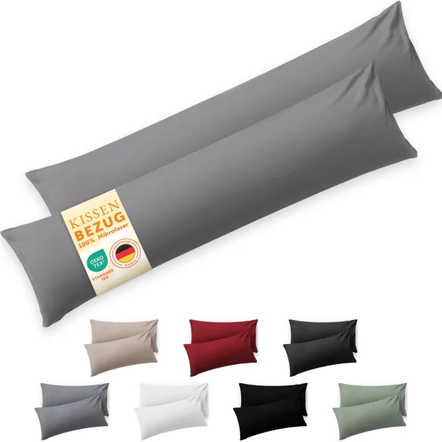 Blumtal Set Van 2 Kussenslopen - Microvezel Kussenhoes - 40 x 145 cm - Grijs
