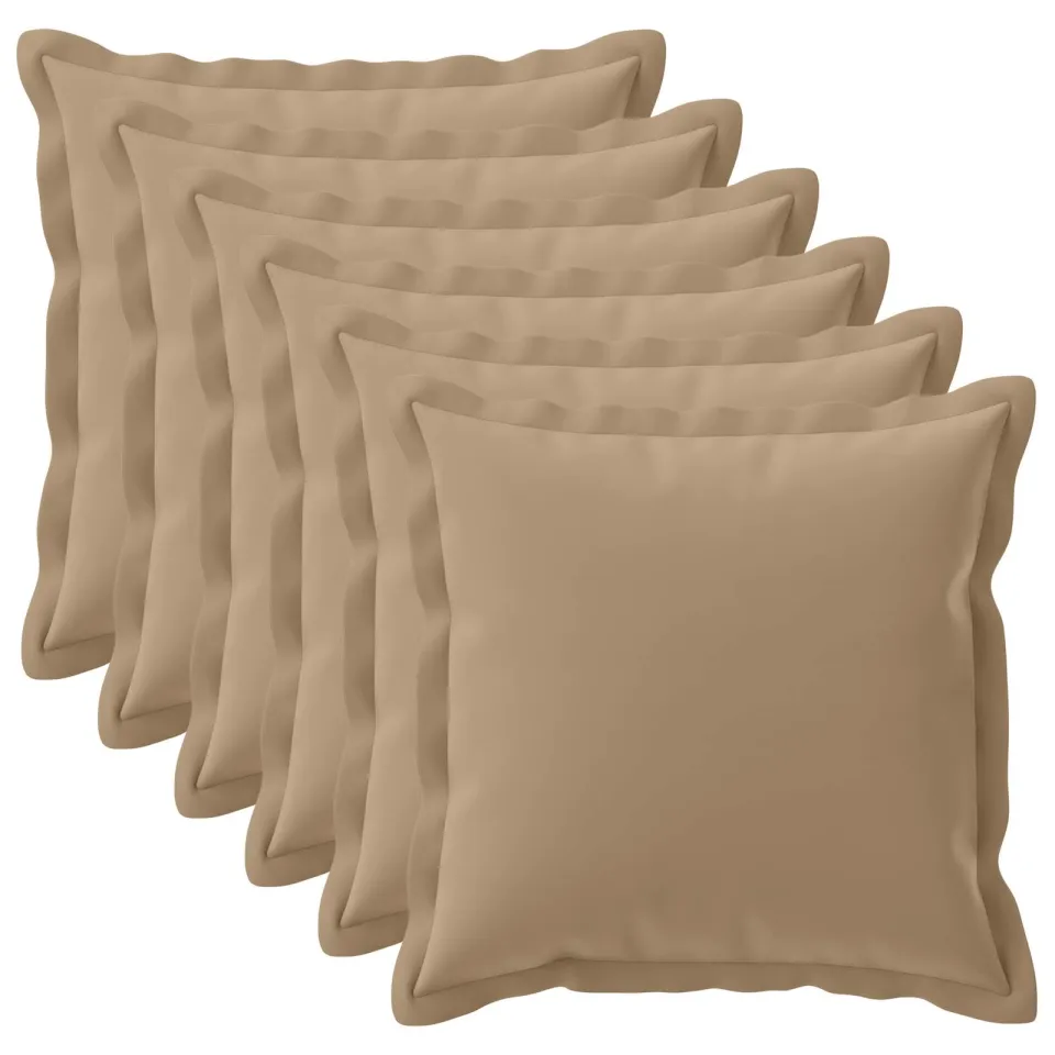 vidaXL Kussensloop 6 st HOUTEN Taupe 80 x 80 cm Polyester, foto 3
