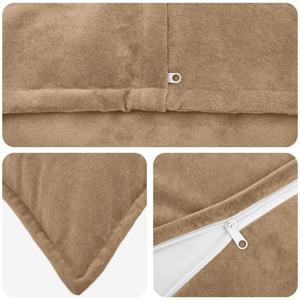 vidaXL Kussensloop 6 st HOUTEN Taupe 50 x 80 cm Microfiber Fleece, foto 3