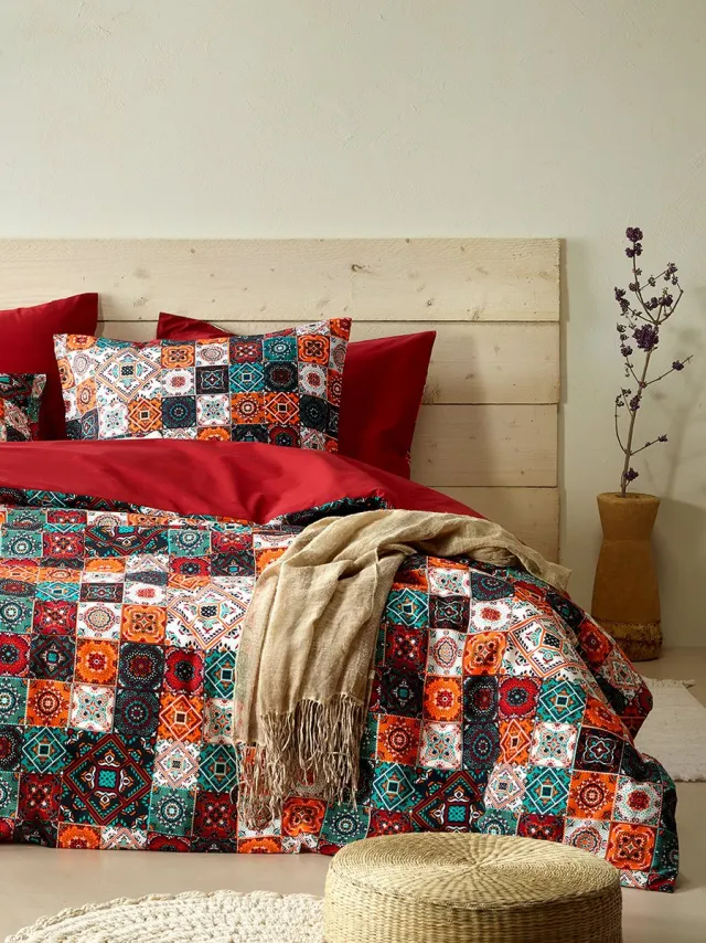De Witte Lietaer Dekbedovertrek Ankara - Tweepersoons - 200 x 200/220 cm - Katoen Rood