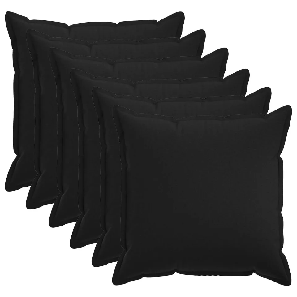 vidaXL Kussensloop 6 st HOUTEN Zwart 60 x 60 cm Faux Linnen, foto 3