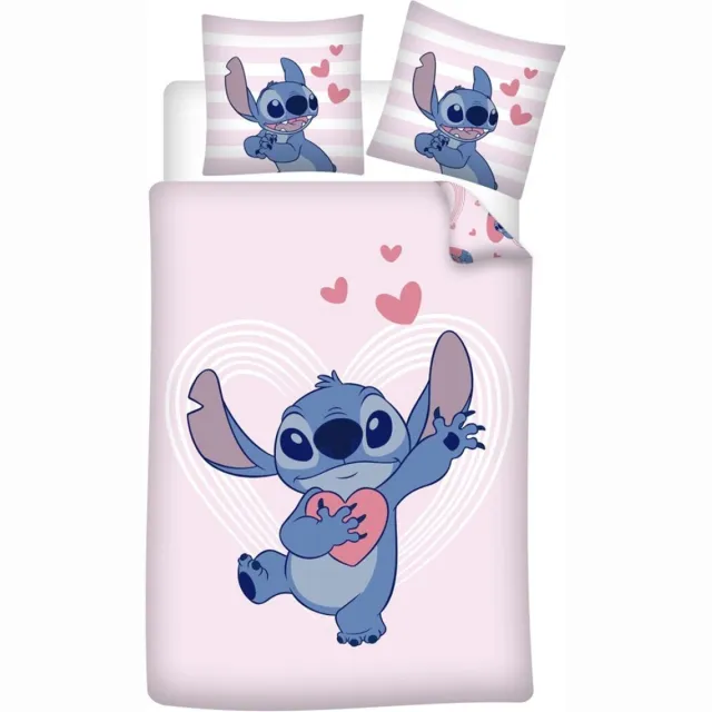 Lilo & Stitch Disney Lilo & Stitch Dekbedovertrek, Hearts - Eenpersoons - 140 x 200 + 65 x 65 cm - Katoen Multi Colour