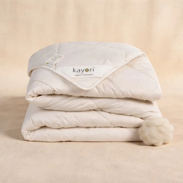 kayori Keito Winterdekbed - 260x220 - 100% Texels Wol - Heerlijk warm - Katoen Percale Tijk Wit