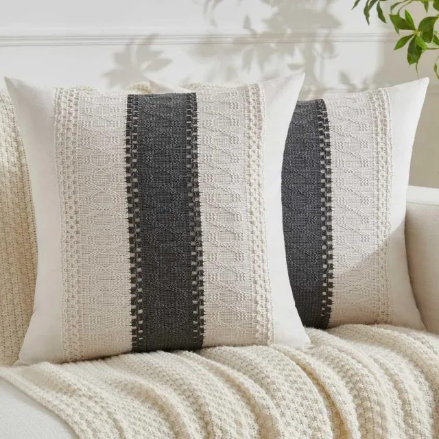 Ibenzoa Kussenslopen Set van 2 Bohemian Stijl 45 x 45 cm voor Bank en Woonkamer grijs