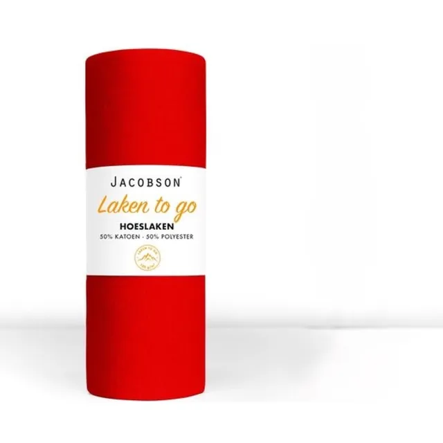 JACOBSON Hoeslaken - 90x200cm - Jersey Katoen - tot 25cm matrasdikte - Rood