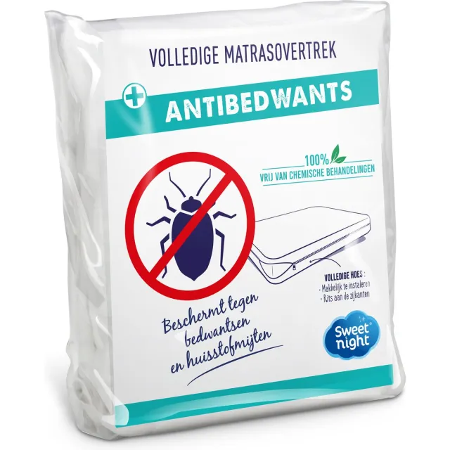 Sweet Night Sweetnight - Anti Bedwantsen Matrasbeschermer 140x200x30 cm - Volledige matrashoes - Anti Huisstofmijt - Vrij van chemische behandelingen Wit