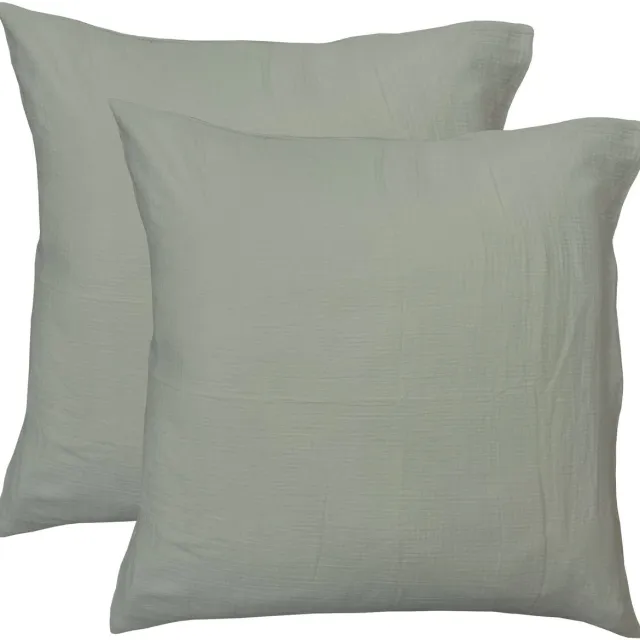 Matt & Rose Set Kussenslopen Mosgroen - (2x) 65 x 65 cm - Mousseline Katoen