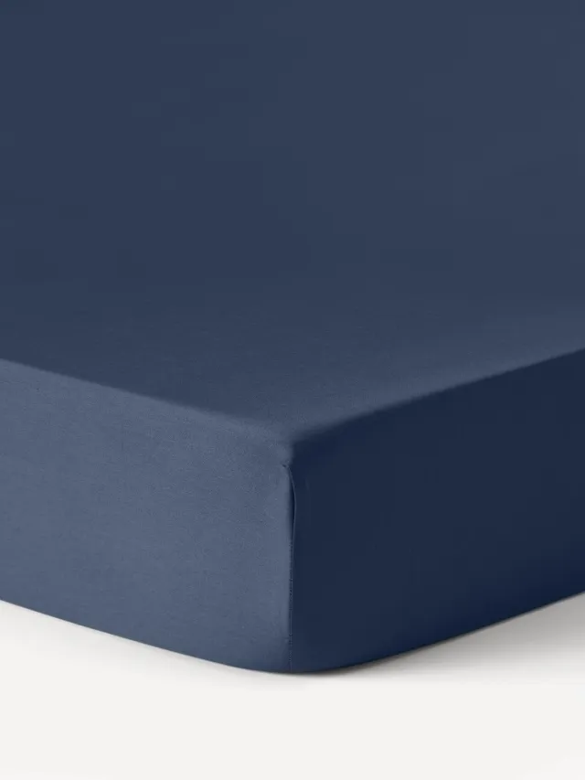 Westwing Collection Topper hoeslaken Comfort, katoensatijn Blauw