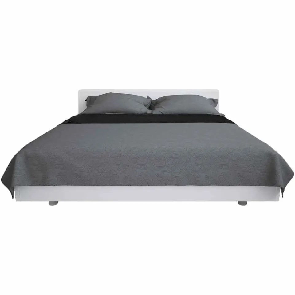 vidaXL Bedsprei dubbelzijdig 220x240 cm quilt grijs en zwart, foto 2