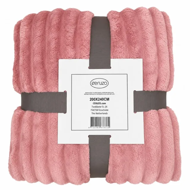 Ceruzo Fleece Deken 200x240 cm - Oud Roze - Extra Grote Plaid - Zacht -XXL - Woondeken- Sprei 2pers