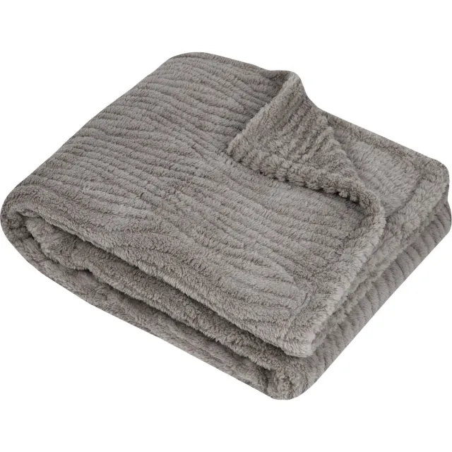 Stof Textiles Plaid / bankdeken / bedsprei Columbia - grijs - 180 x 220 cm - zachte polyester stof - 2 persoons