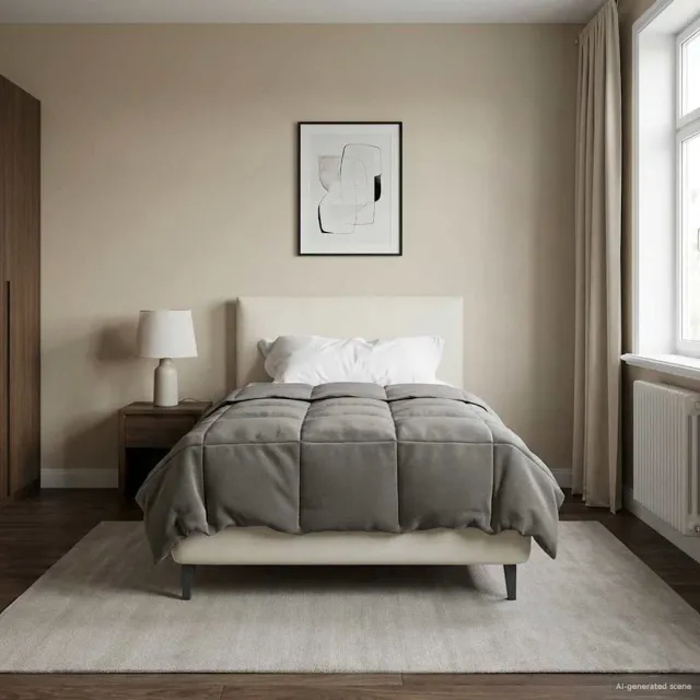 vidaXL Vol jaar dekbed 140 x 200 cm Microfiber (100% polyester) Lichtgrijs