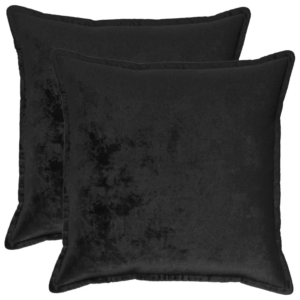 vidaXL Kussensloop 2 st HOUTEN Zwart 65 x 65 cm Flanel