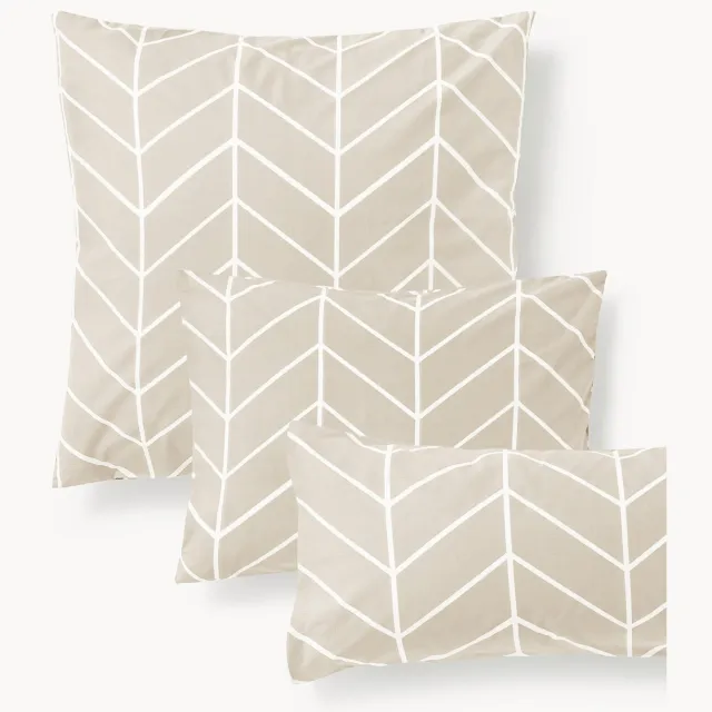 Westwing Collection Katoenen kussensloop Mirja met patroon Beige