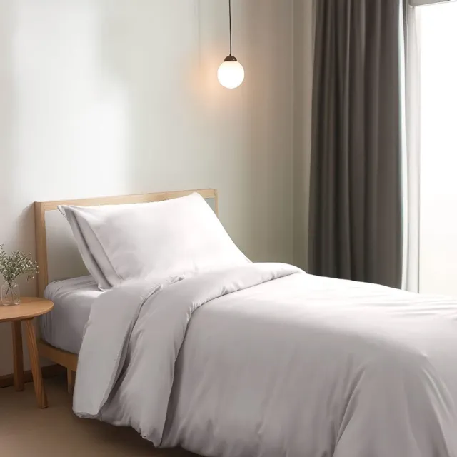 Boomba Bamboo bamboe beddengoedset - Coco White - 1-persoons - dekbedovertrek 140x220 cm, hoeslaken 80x200 cm en 2 kussenslopen 50x75 cm - 400TC satijn Wit