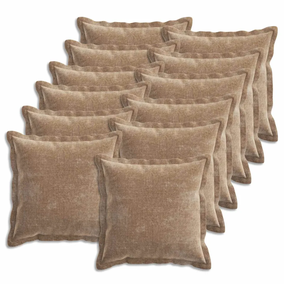vidaXL Kussensloop 12 st HOUTEN Bruin 40 x 40 cm Chenille Stof, foto 3