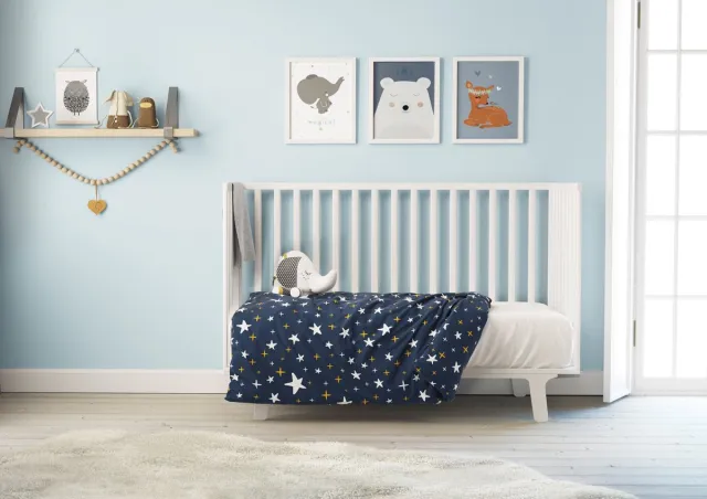 Mistral Home DEKBEDOVERTREK - katoen renforcé - 100 x 140 cm - junior - dessin - blauw - Voor baby of peuter