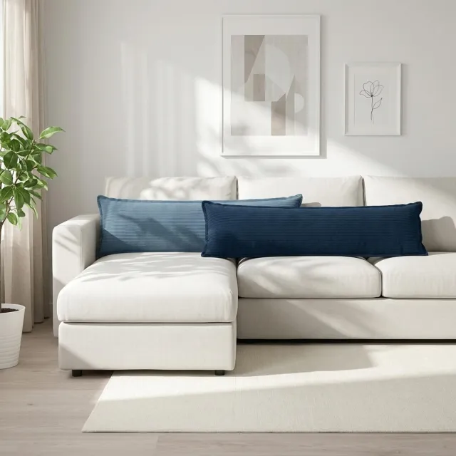 vidaXL Kussensloop HOUTEN Blauw 40 x 145 cm corduroy, foto 2