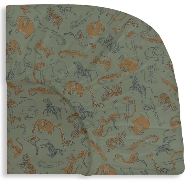 LIS LABELS Hoeslaken - My Little Friends - 70x140 cm - Katoen - Kindermatras Groen - My Little Friends