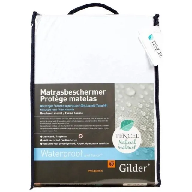Bonnanotte Gilder waterdicht Tencel hoeslaken/molton 80cmx210cm wit
