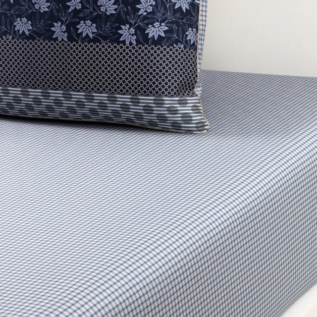 Kenzo Rythm hoeslaken van katoen, hoekhoogte 35 cm - 180x200cm blauw